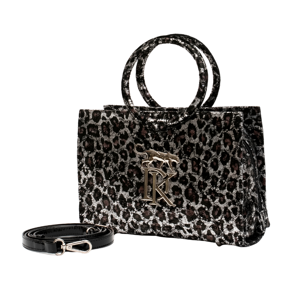 Silver Leopard Handle Bag